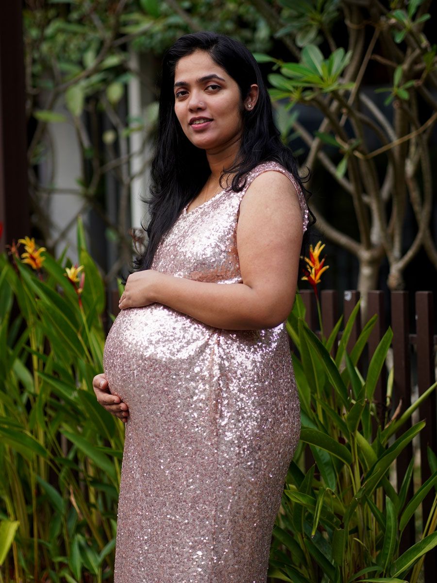 Maternity Photoshoot Sequined Gown