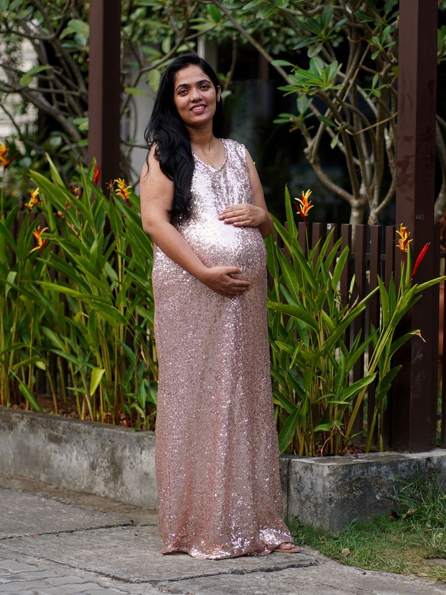 Maternity Photoshoot Sequined Gown
