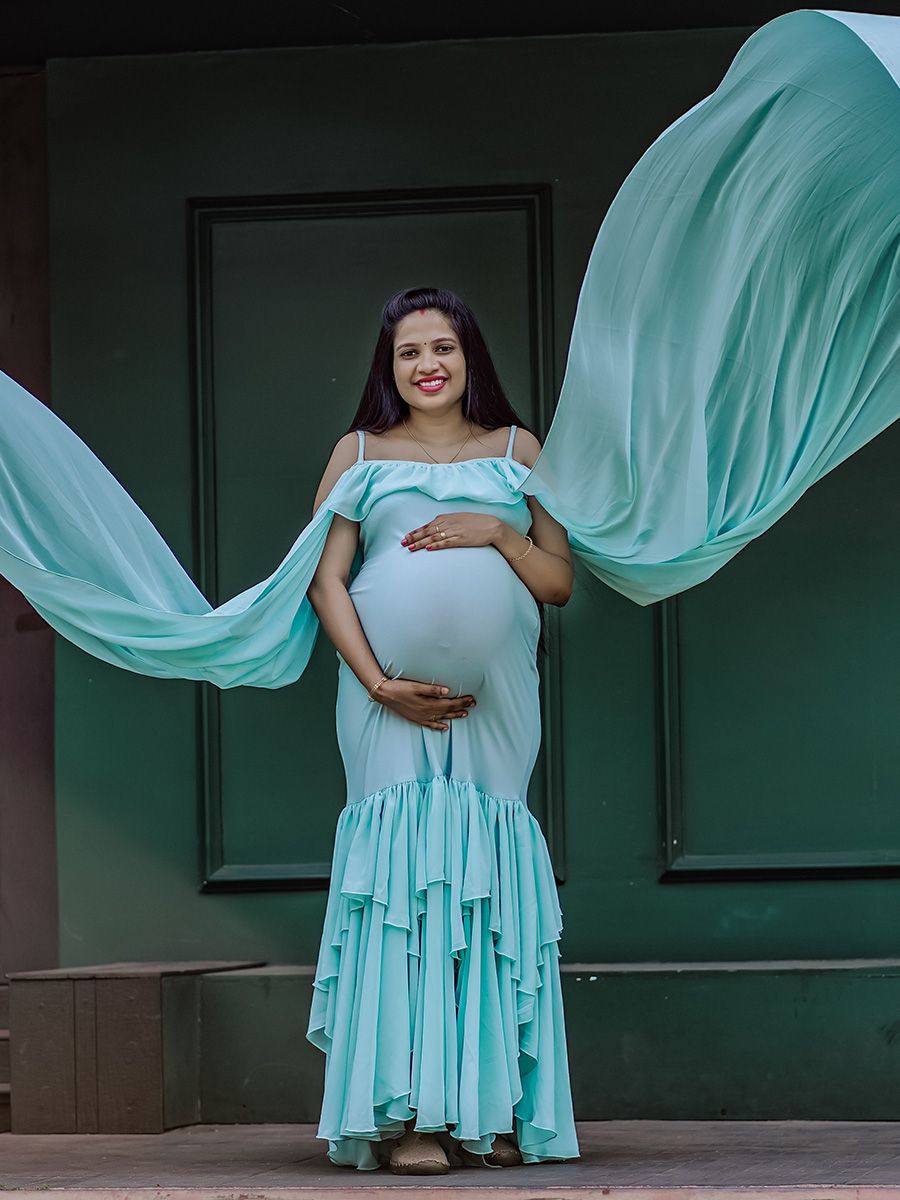 Baby Shower knit + georgette gown