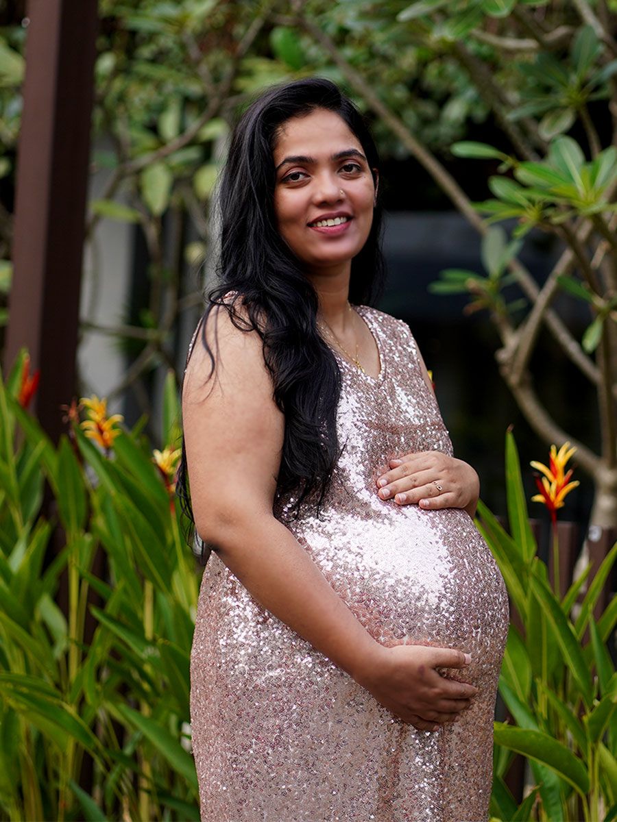 Maternity Photoshoot Sequined Gown