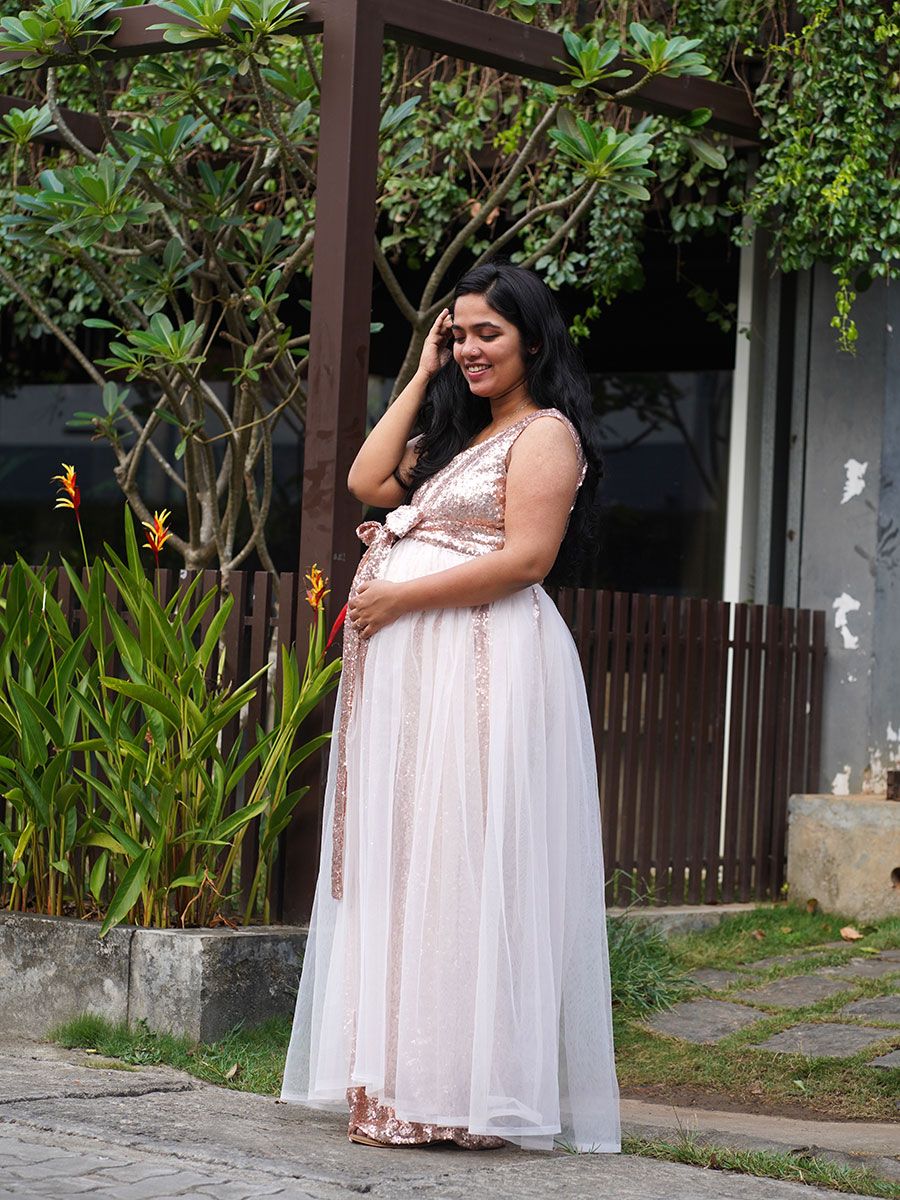 Maternity Baby Shower 2 in 1 Sequined Gown