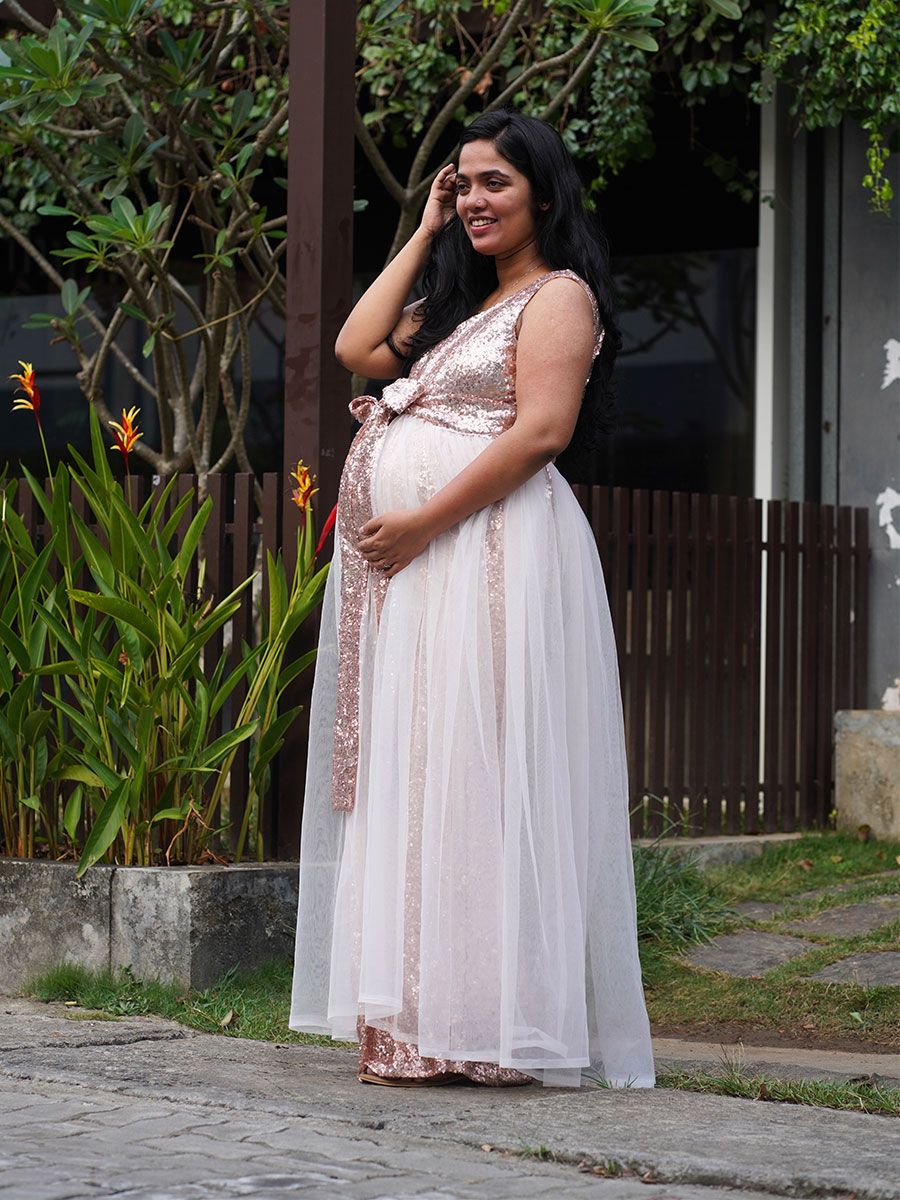 Maternity Baby Shower 2 in 1 Sequined Gown