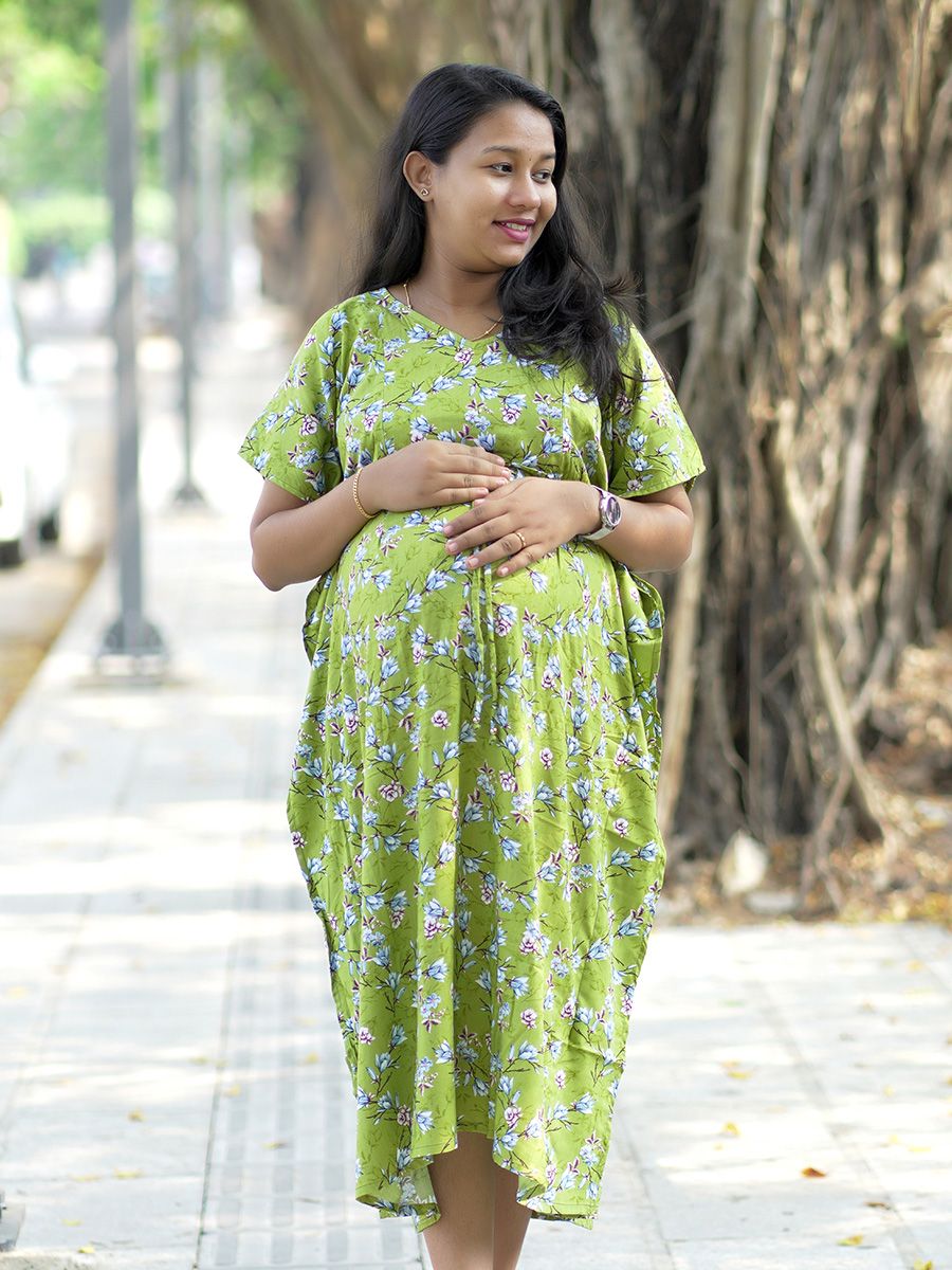 Maternity Short Night Gown Kaftan- Bex Green