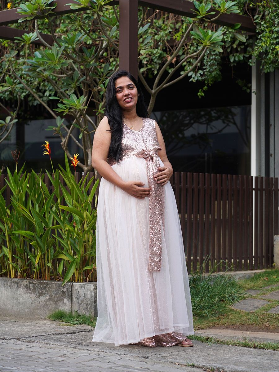 Maternity Baby Shower 2 in 1 Sequined Gown
