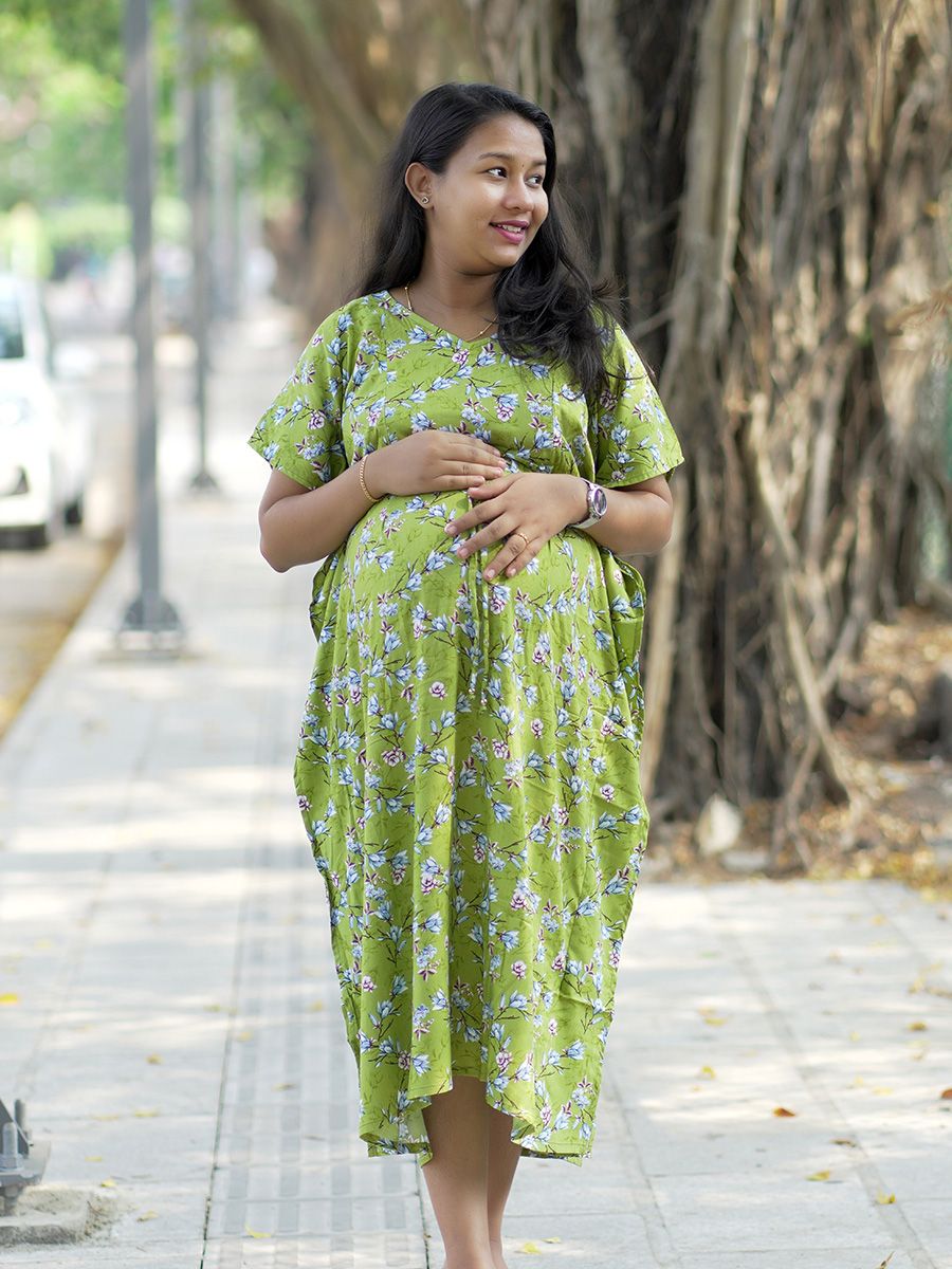 Maternity Short Night Gown Kaftan- Bex Green