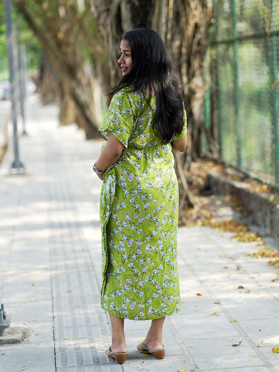Maternity Short Night Gown Kaftan- Bex Green