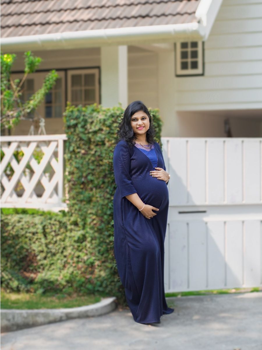 Maternity Photoshoot Knit Gown - Blue
