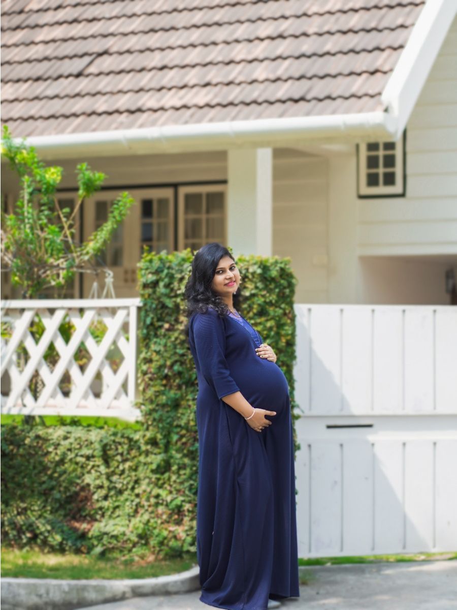 Maternity Photoshoot Knit Gown - Blue