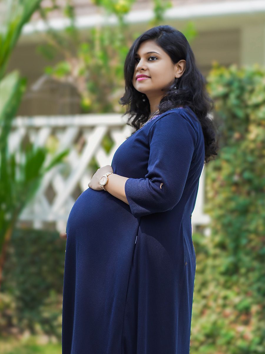Maternity Photoshoot Knit Gown - Blue