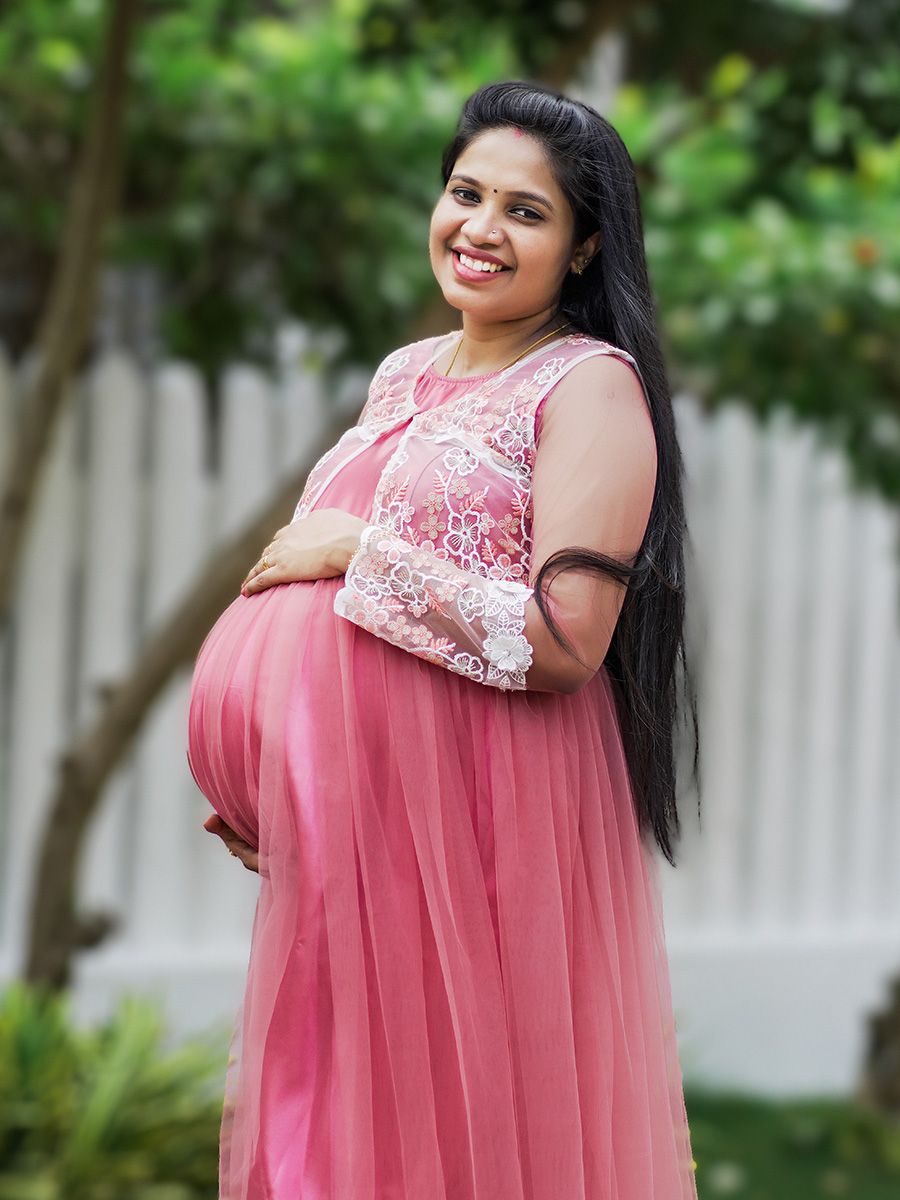 Baby Shower Peach Net Gown with Jacket