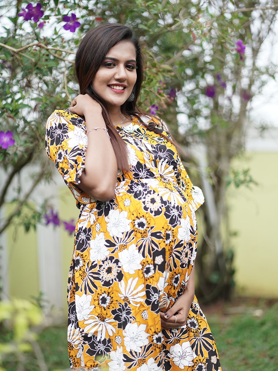 Maternity Midi Dress (Misa Yellow)