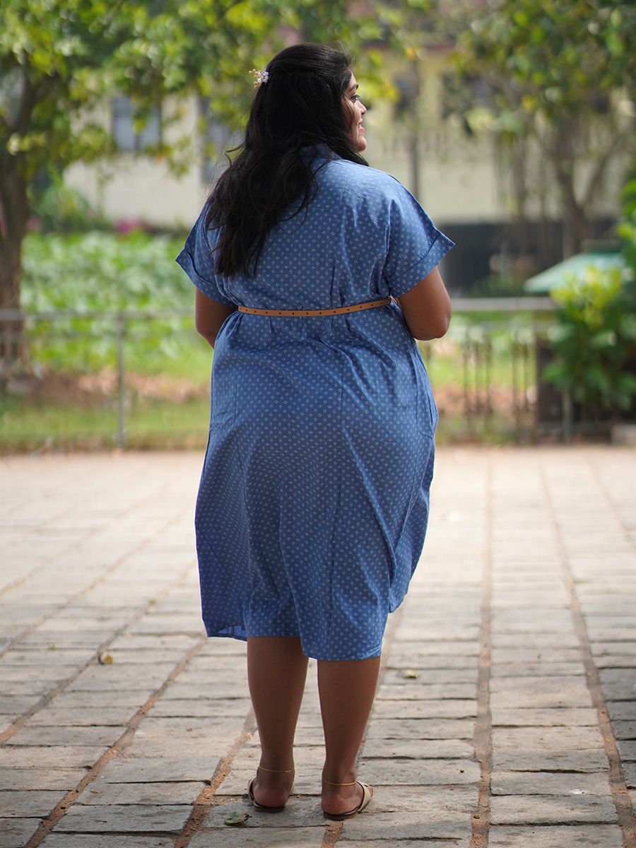 Maternity Midi Dress Full Open Stasia Blue