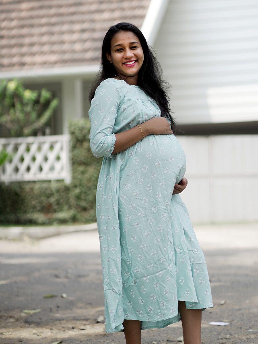 Maternity short Dress- Dina Pista Green