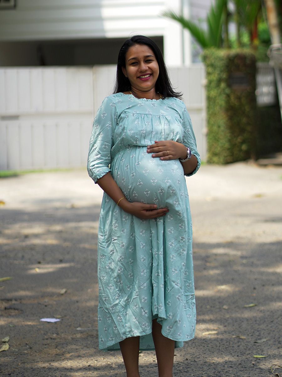 Maternity short Dress- Dina Pista Green