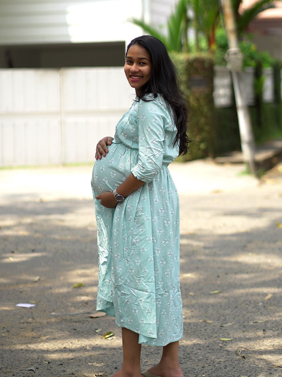 Maternity short Dress- Dina Pista Green