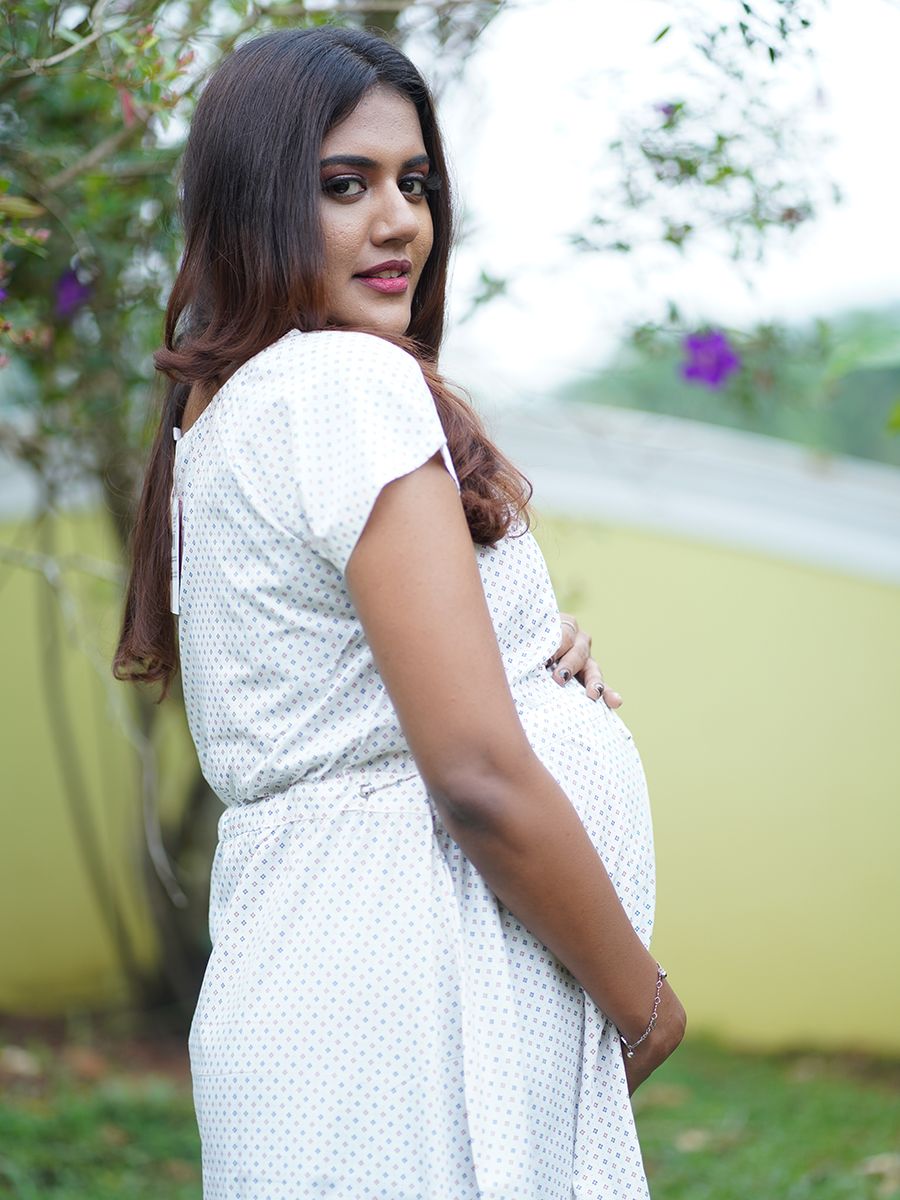 Maternity Midi Dress (Kyra White)