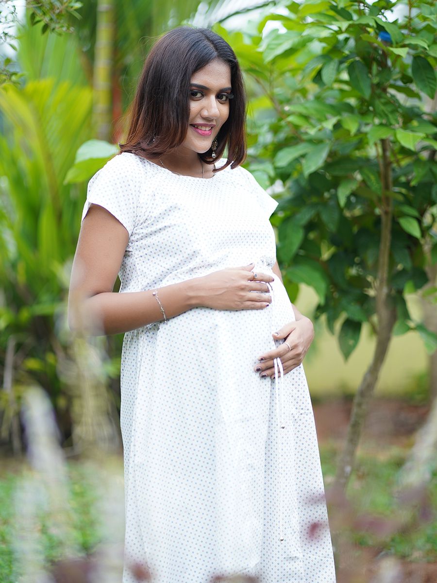 Maternity Midi Dress (Kyra White)