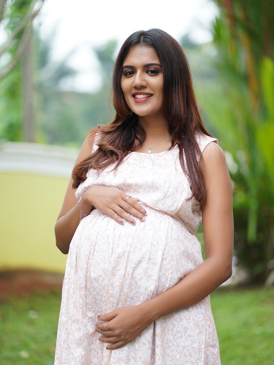 Maternity sleeveless Dress ( orange)