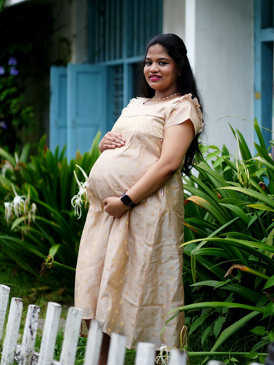 Maternity Short Dress - Onam Jael Cream
