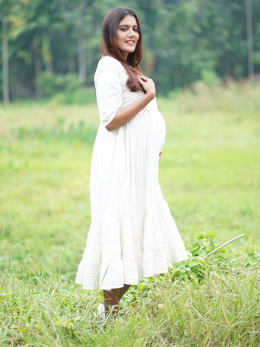 Maternity Midi Dress (Off-white)