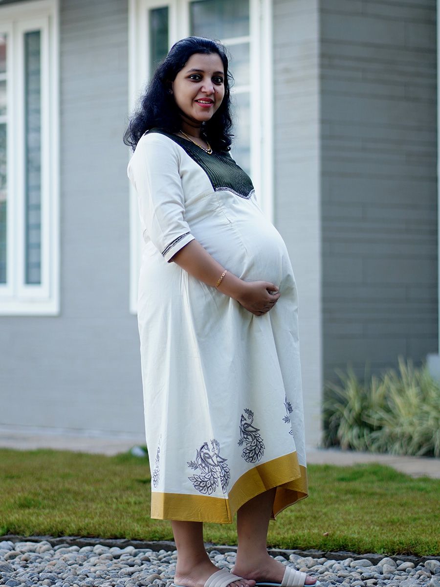 Maternity Short Dress - Onam Hazel Green