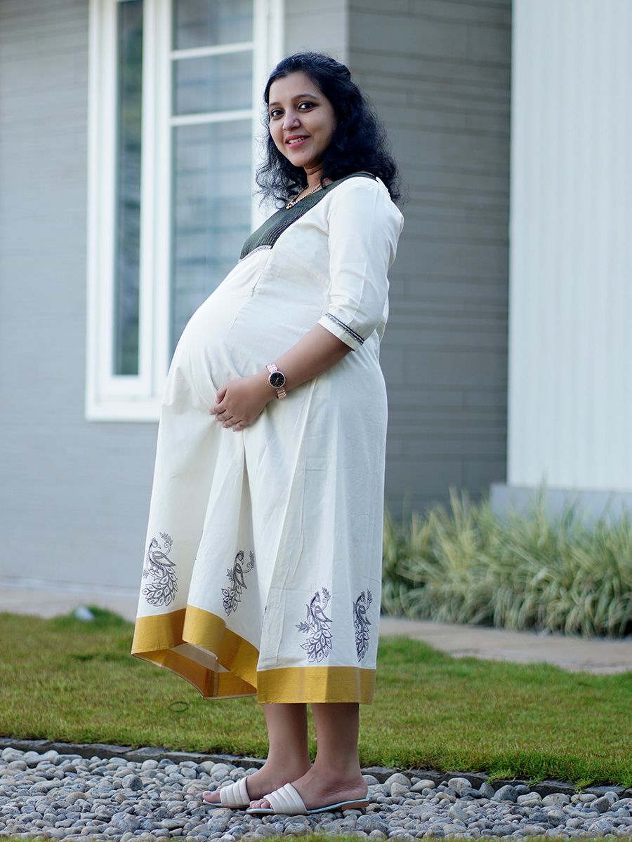 Maternity Short Dress - Onam Hazel Green
