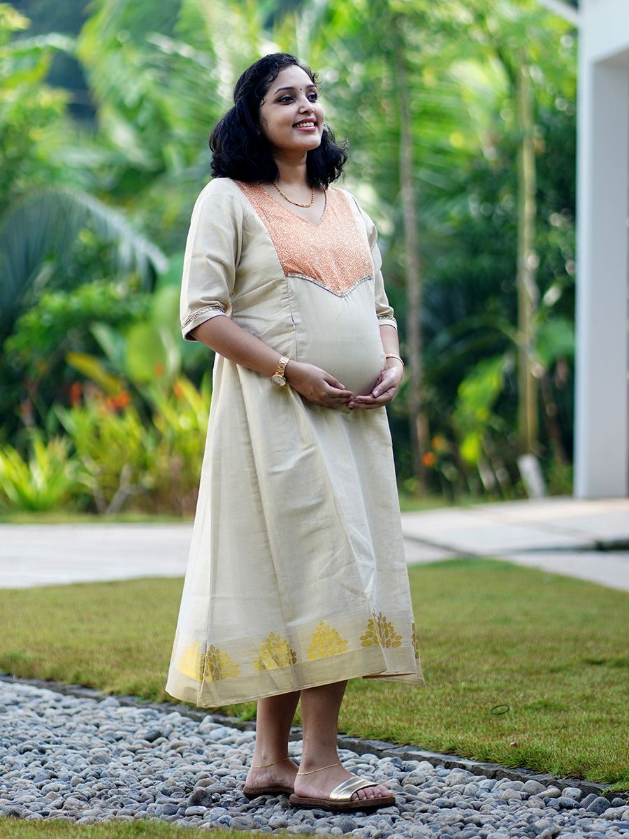 Maternity Short Dress - Onam Hazel Orange