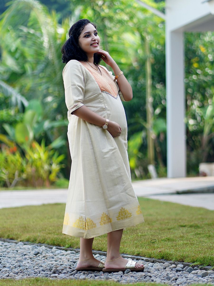 Maternity Short Dress - Onam Hazel Orange