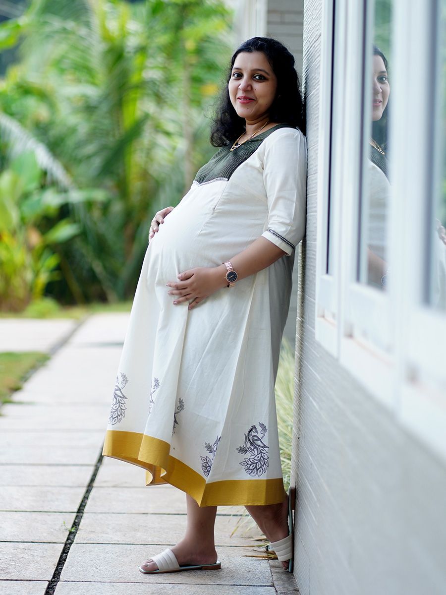 Maternity Short Dress - Onam Hazel Green
