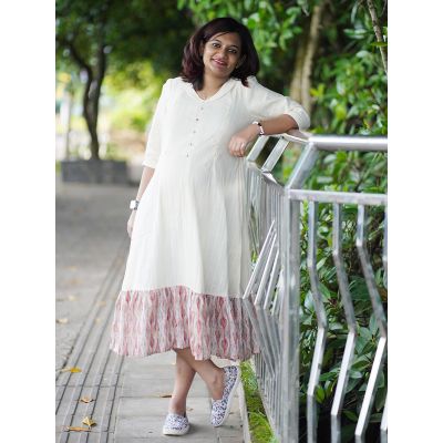 PRINTED MATERNITY AND FEEDING DRESS- ADARA L ORANGE