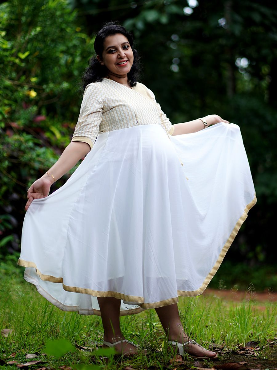 Maternity Short Dress - Onam Emily Offwhite 1