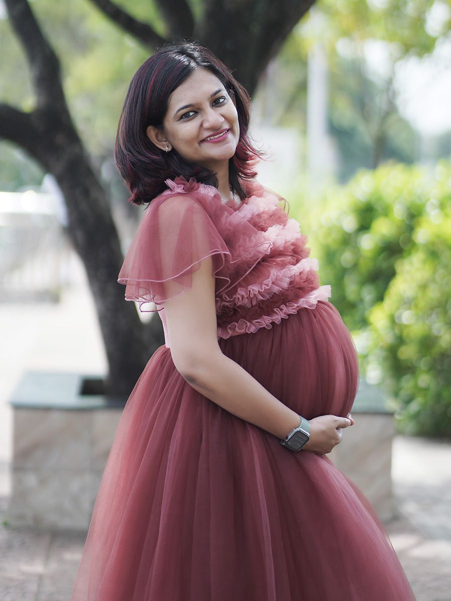 Baby Shower Net Gown Brown and Peach