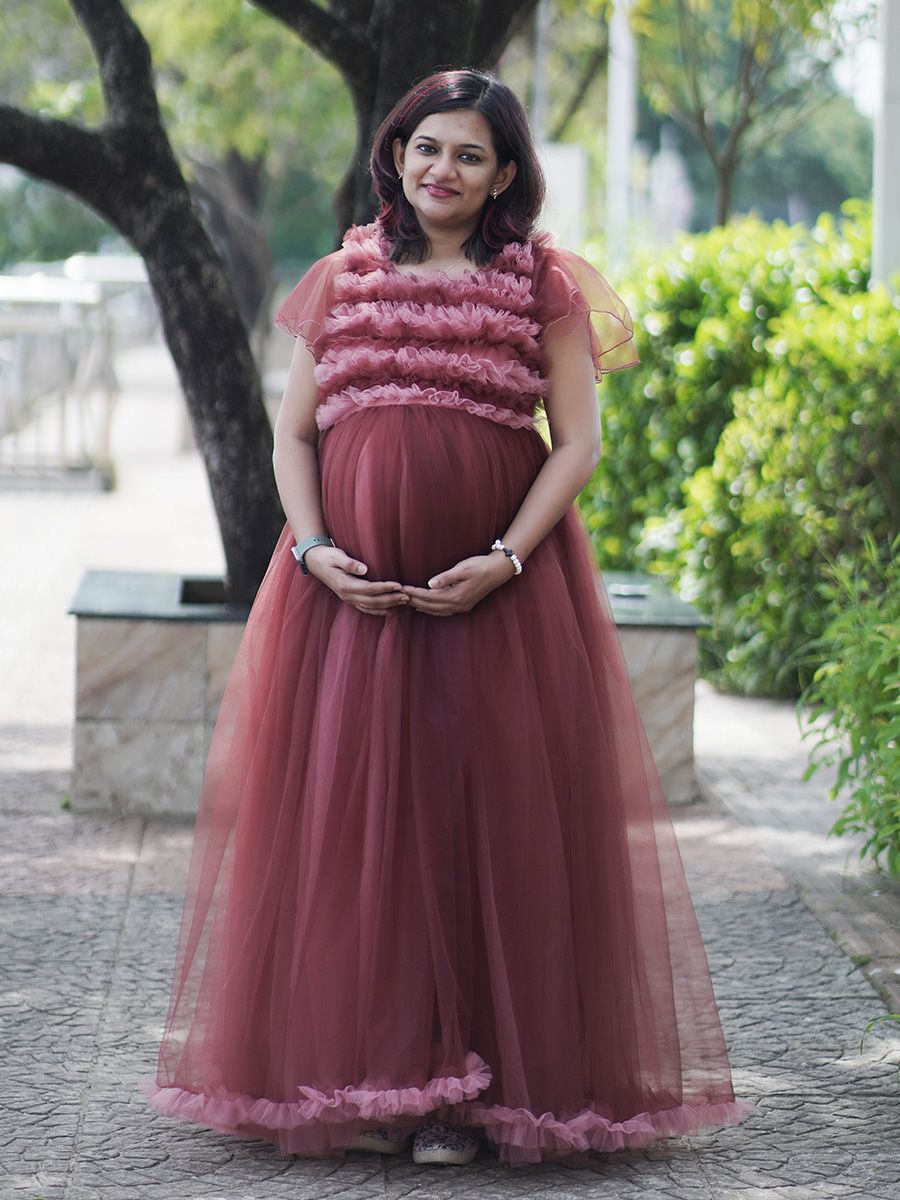 Baby Shower Net Gown Brown and Peach