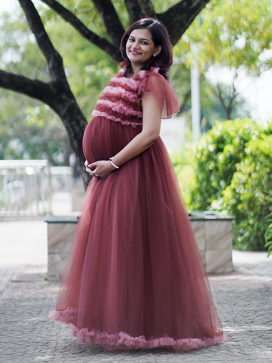 Baby Shower Net Gown Brown and Peach
