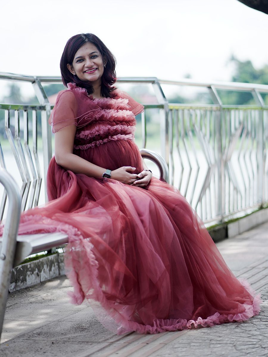 Baby Shower Net Gown Brown and Peach