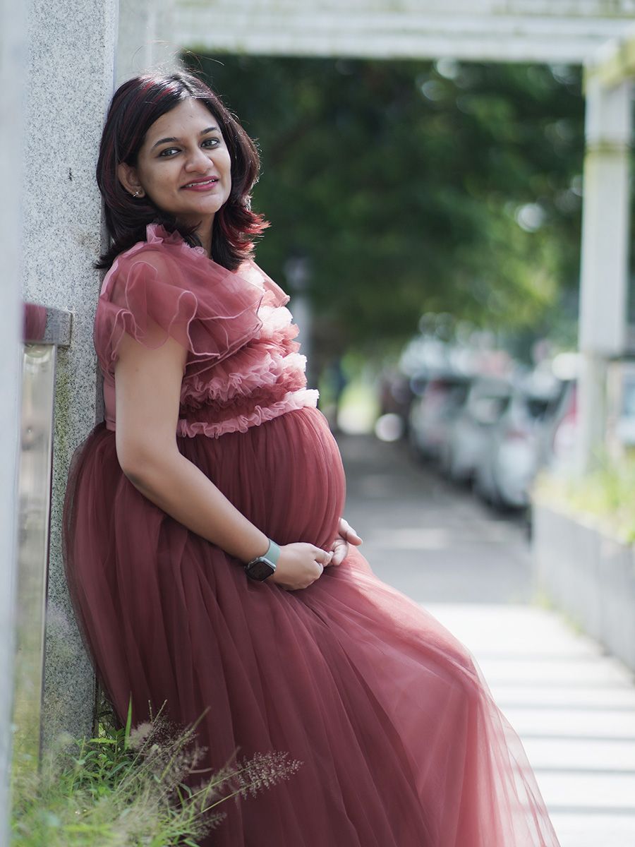 Baby Shower Net Gown Brown and Peach