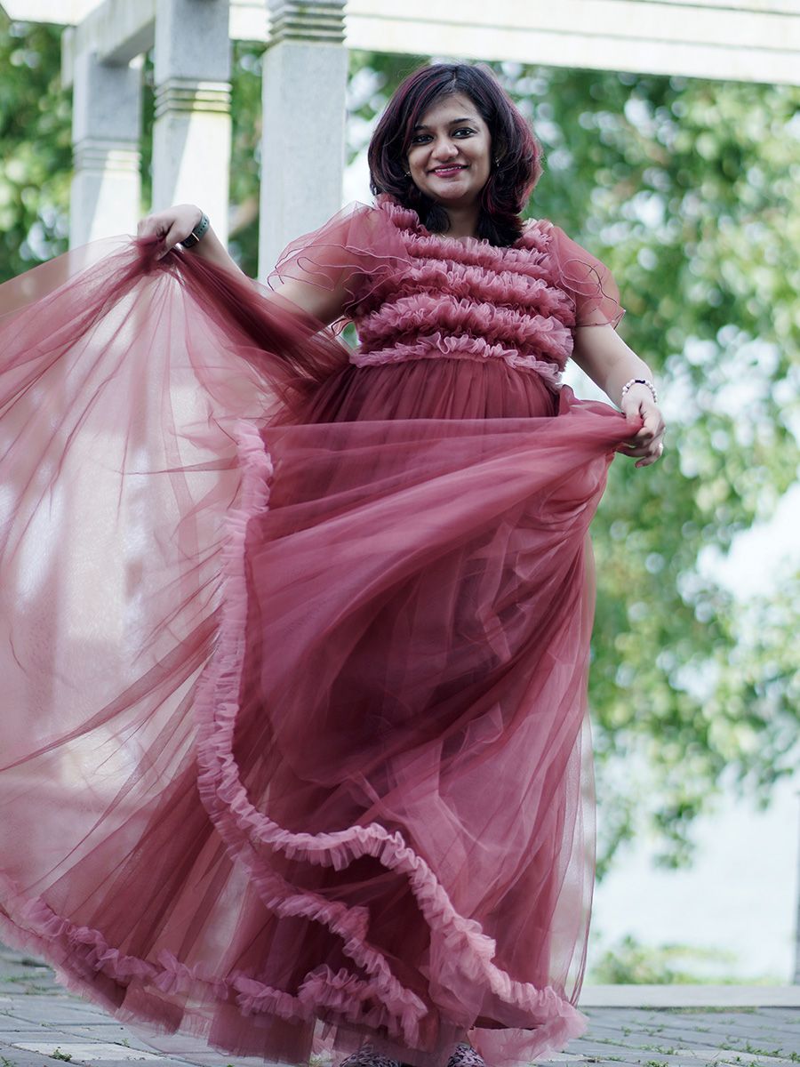Baby Shower Net Gown Brown and Peach