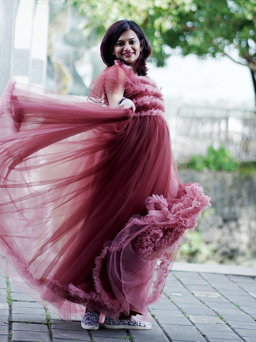 Baby Shower Net Gown Brown and Peach