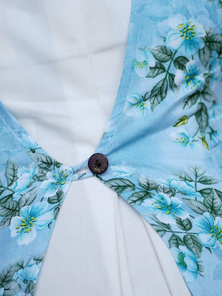 Maternity Floral Printed Jacket with Inner - Rachi Blue