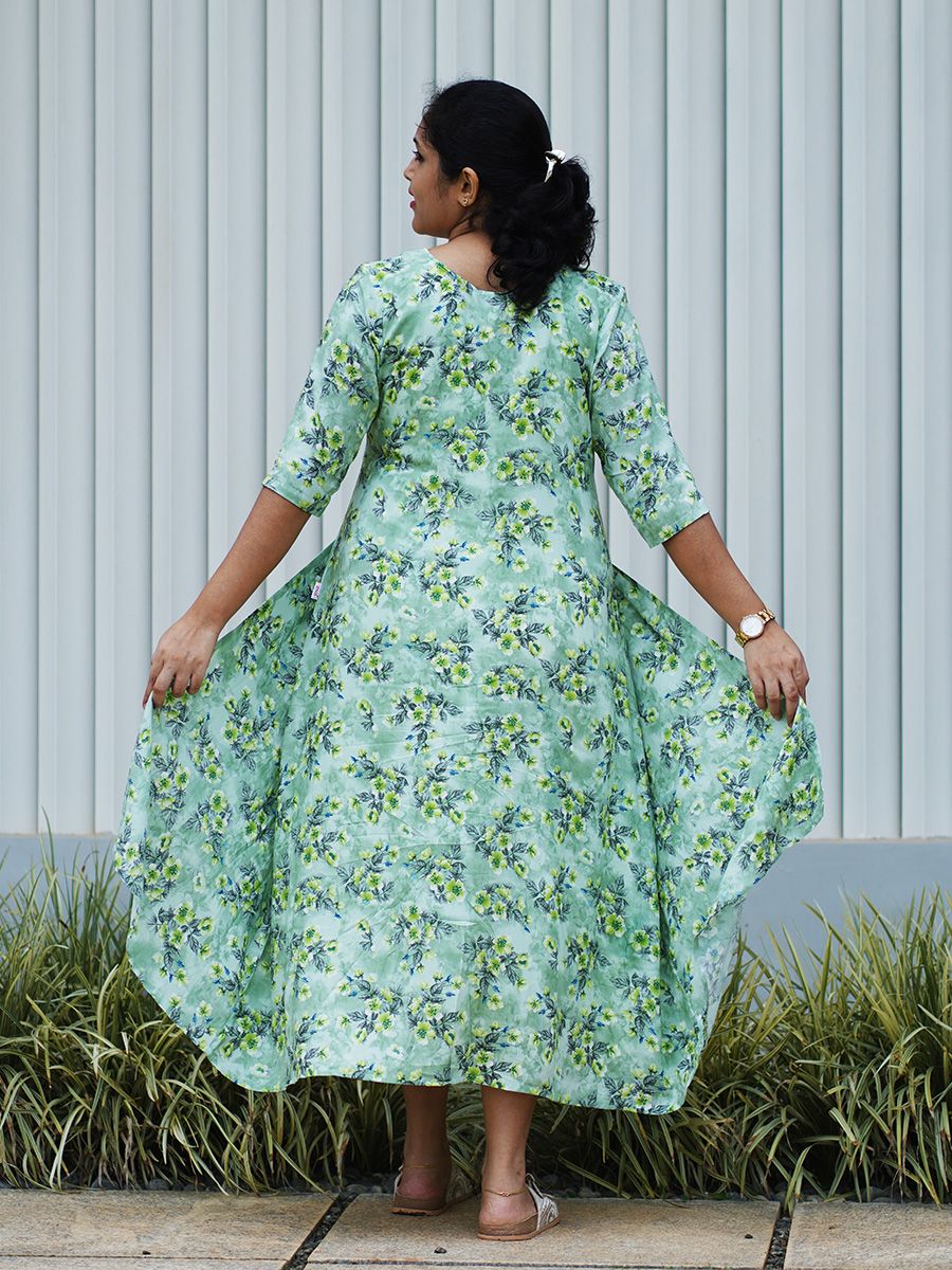 Maternity Floral Printed Jacket with Inner- Rachi L Green