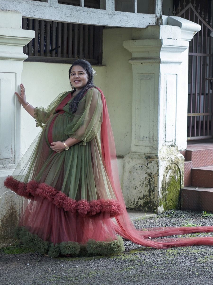 Maternity Baby Shower Olive Green & Maroon