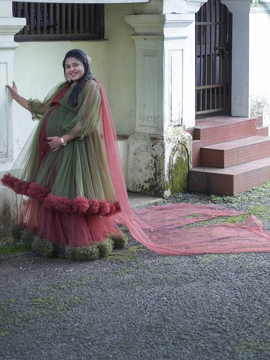 Maternity Baby Shower Olive Green & Maroon