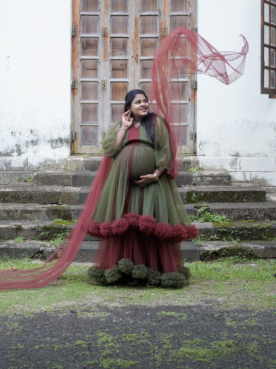 Maternity Baby Shower Olive Green & Maroon