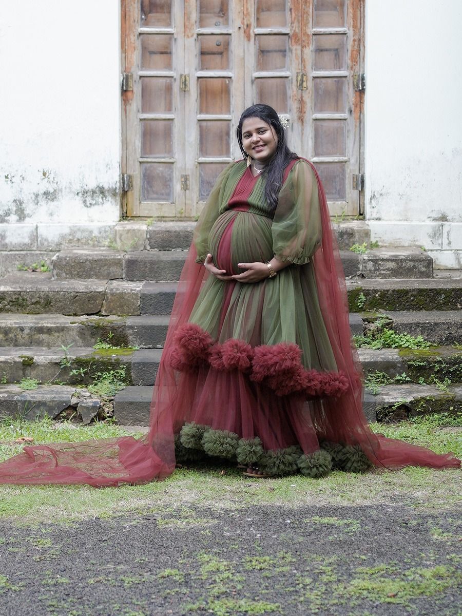 Maternity Baby Shower Olive Green & Maroon