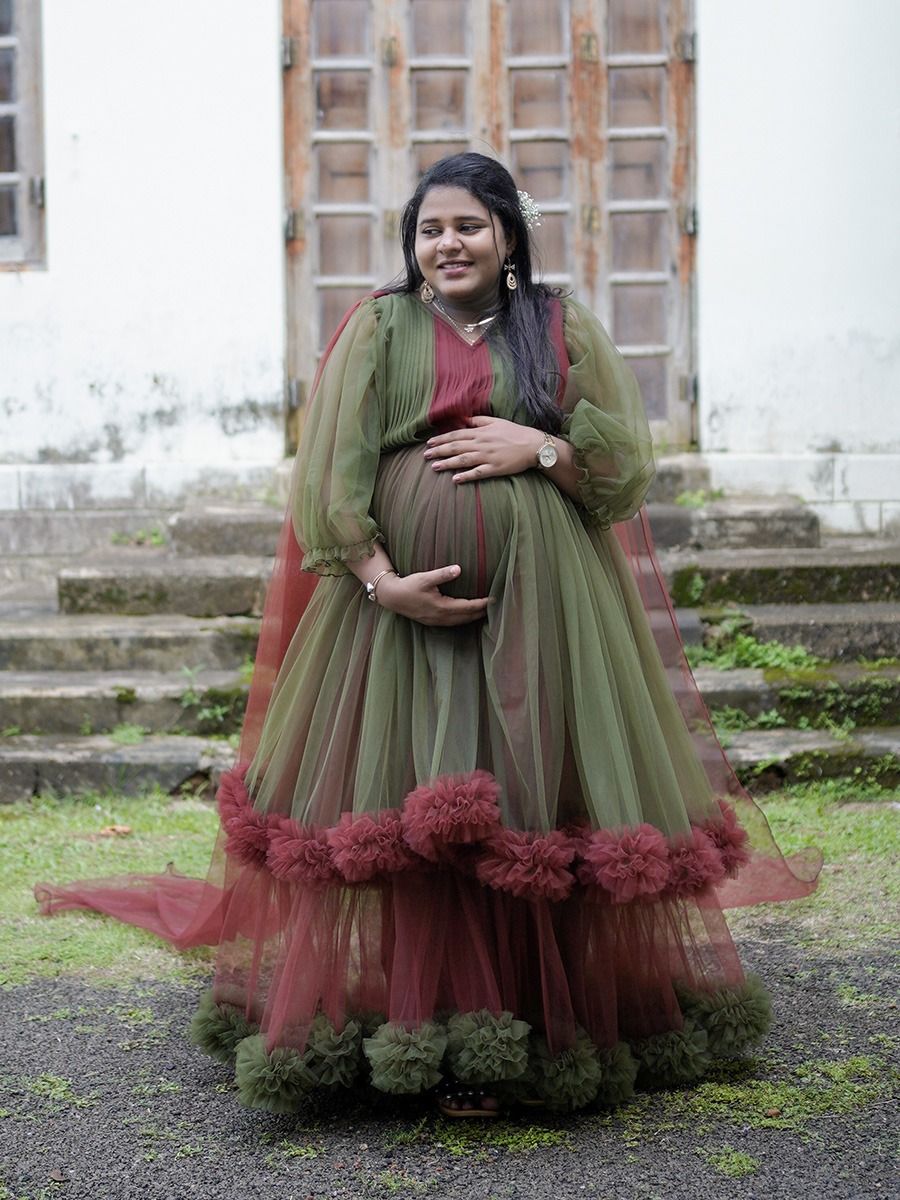 Maternity Baby Shower Olive Green & Maroon