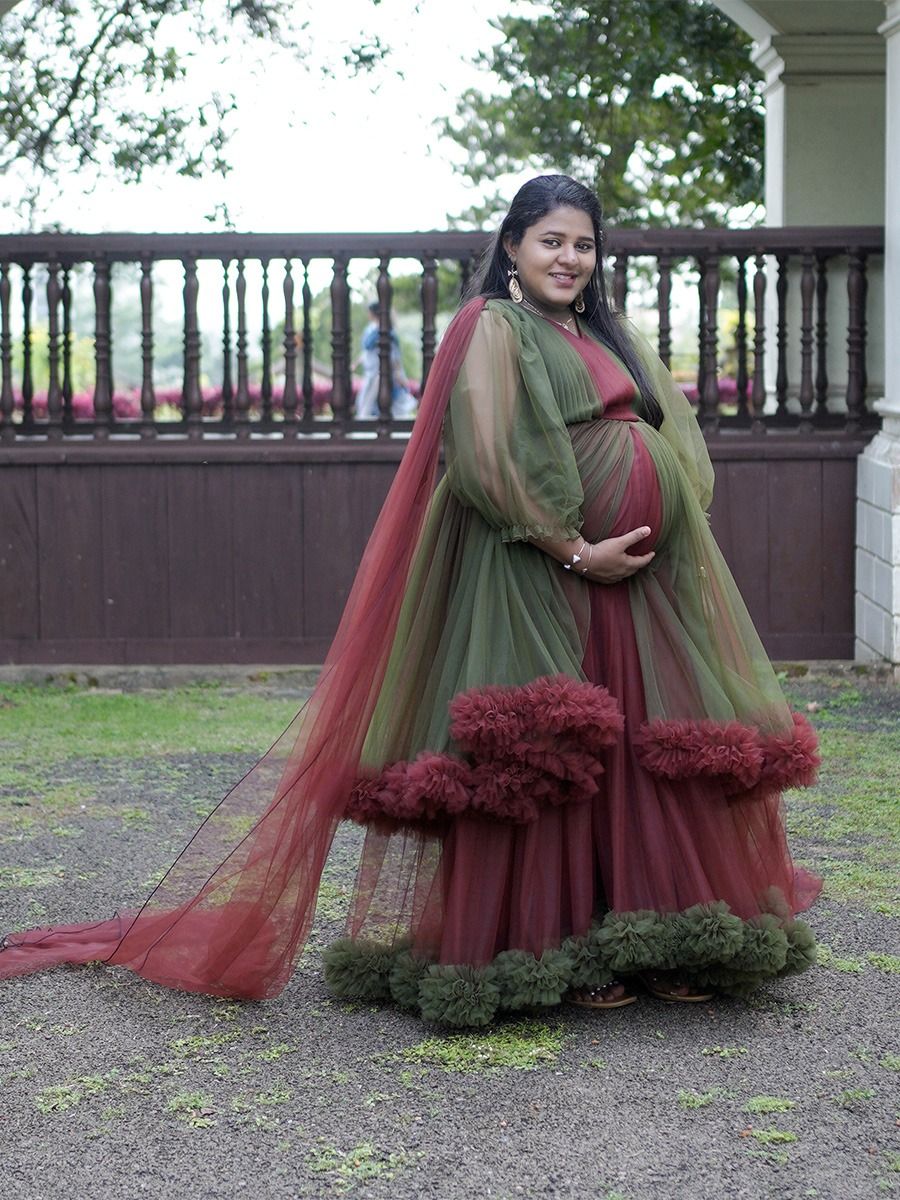 Maternity Baby Shower Olive Green & Maroon