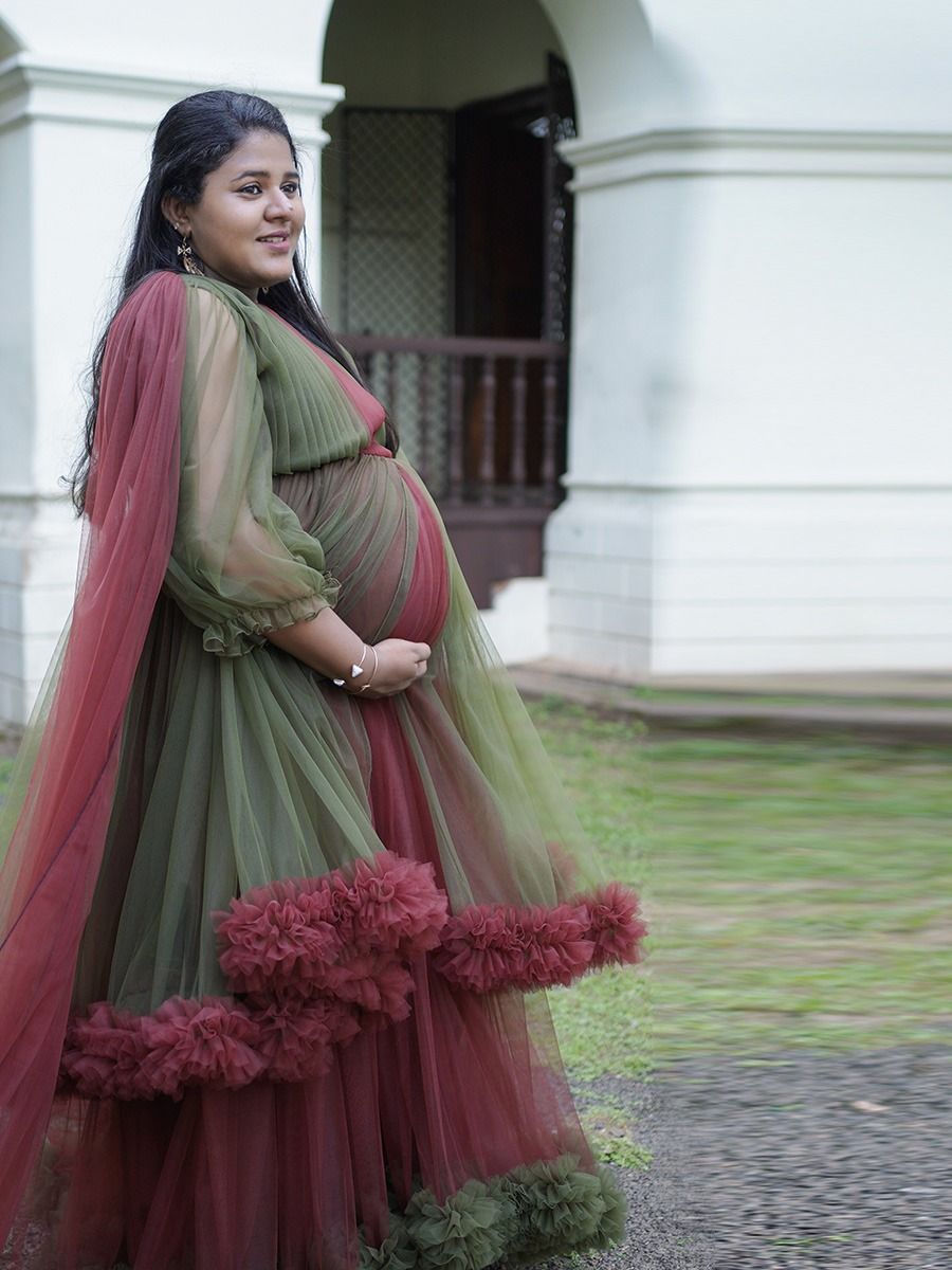 Maternity Baby Shower Olive Green & Maroon