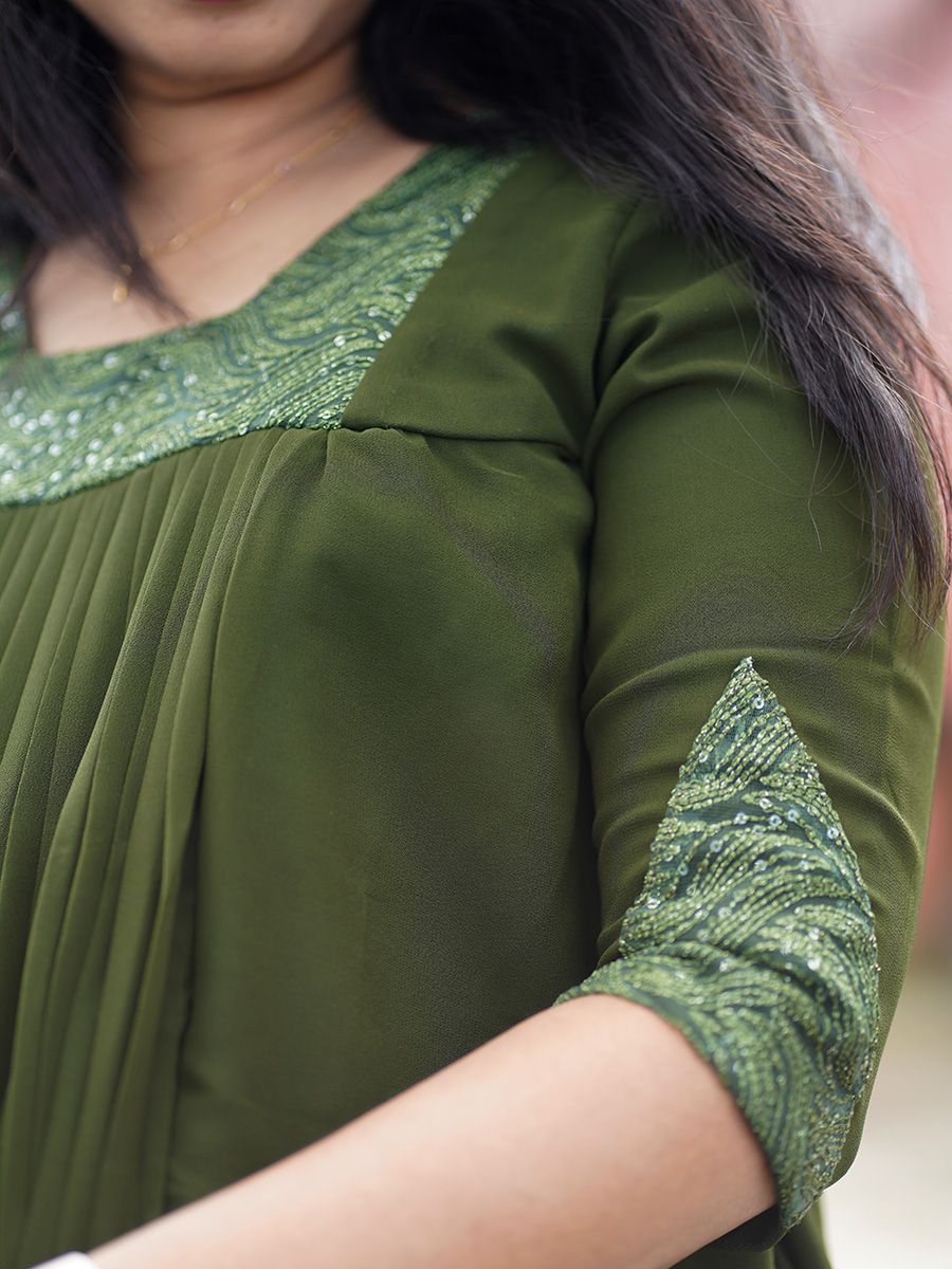 Maternity Partywear short Gown- Green