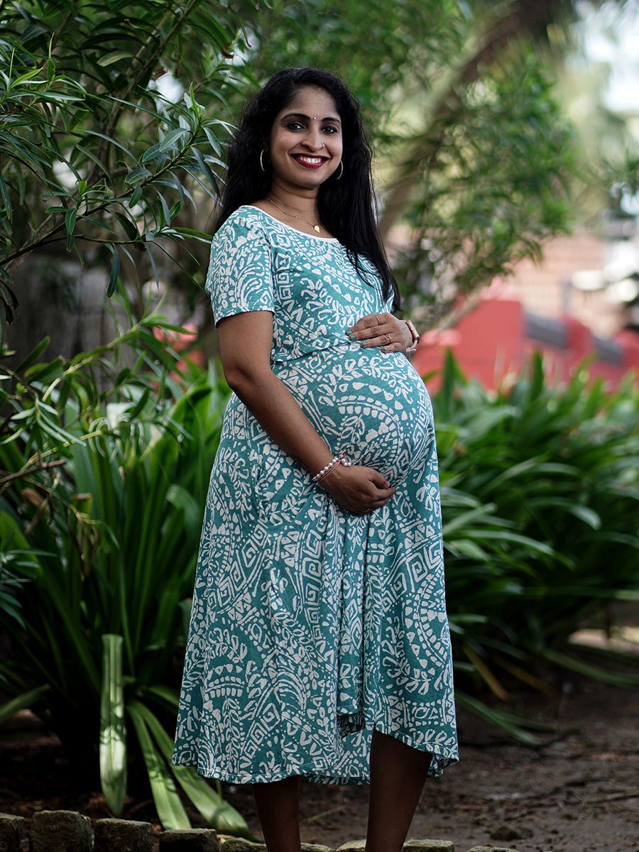 Maternity Short Zipless Dress-  Gilda Pale Green