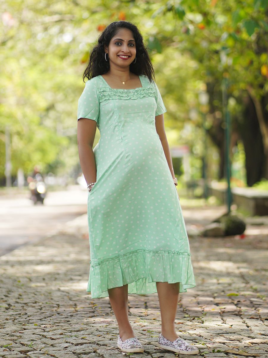 Maternity Short Night Gown- Ezra Light Green